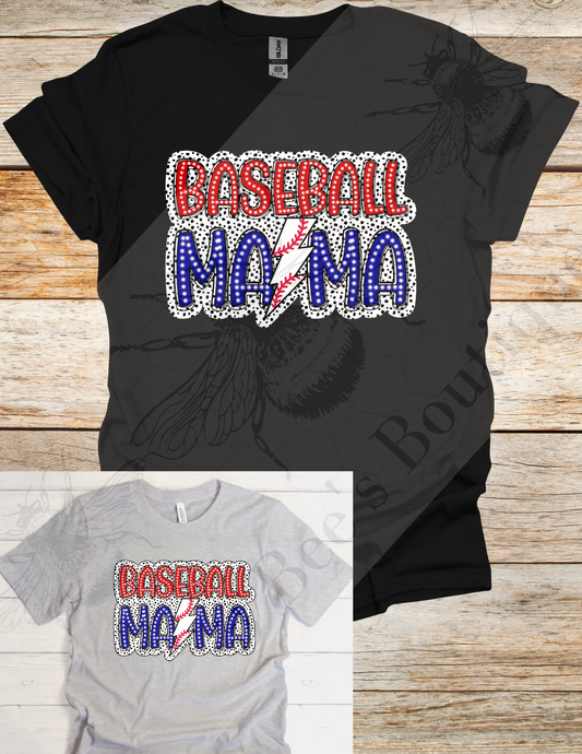 Baseball Mama Lightening Bolt Dots Shirt