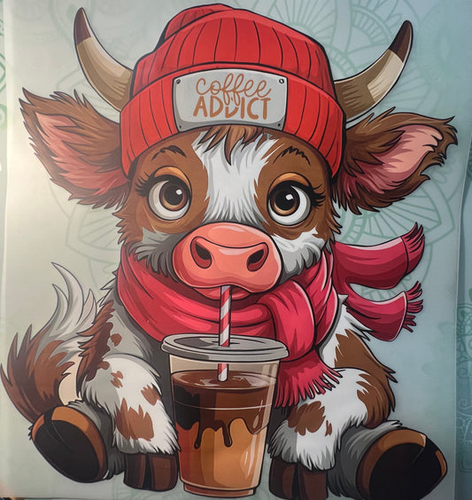 Coffee Addict Cow Heat Transfer